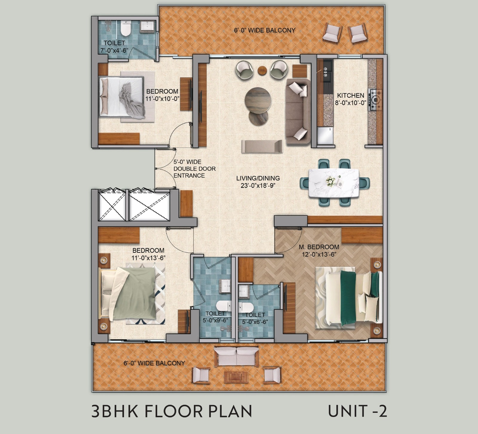 Haryana Housing Society 3 BHK Floor Plan